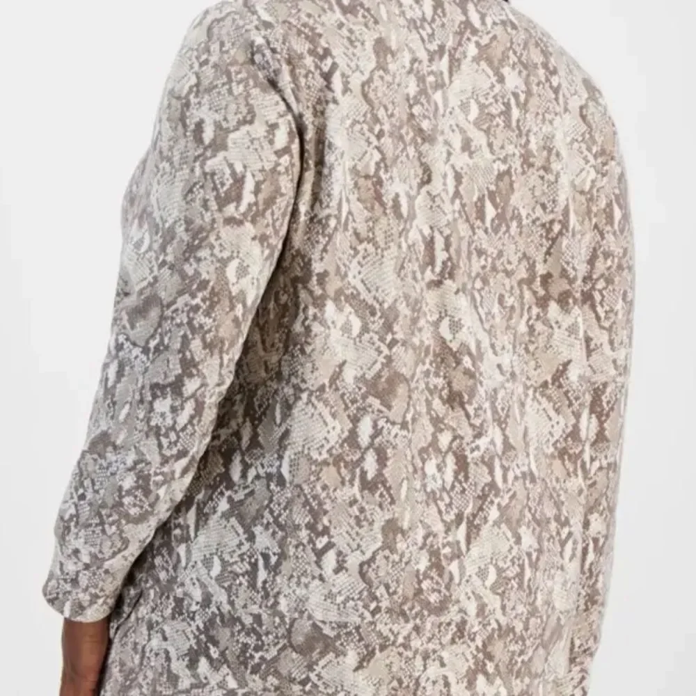 Ideology Women's Cowl Neck Snakeskin Sweater - Gray and Cream